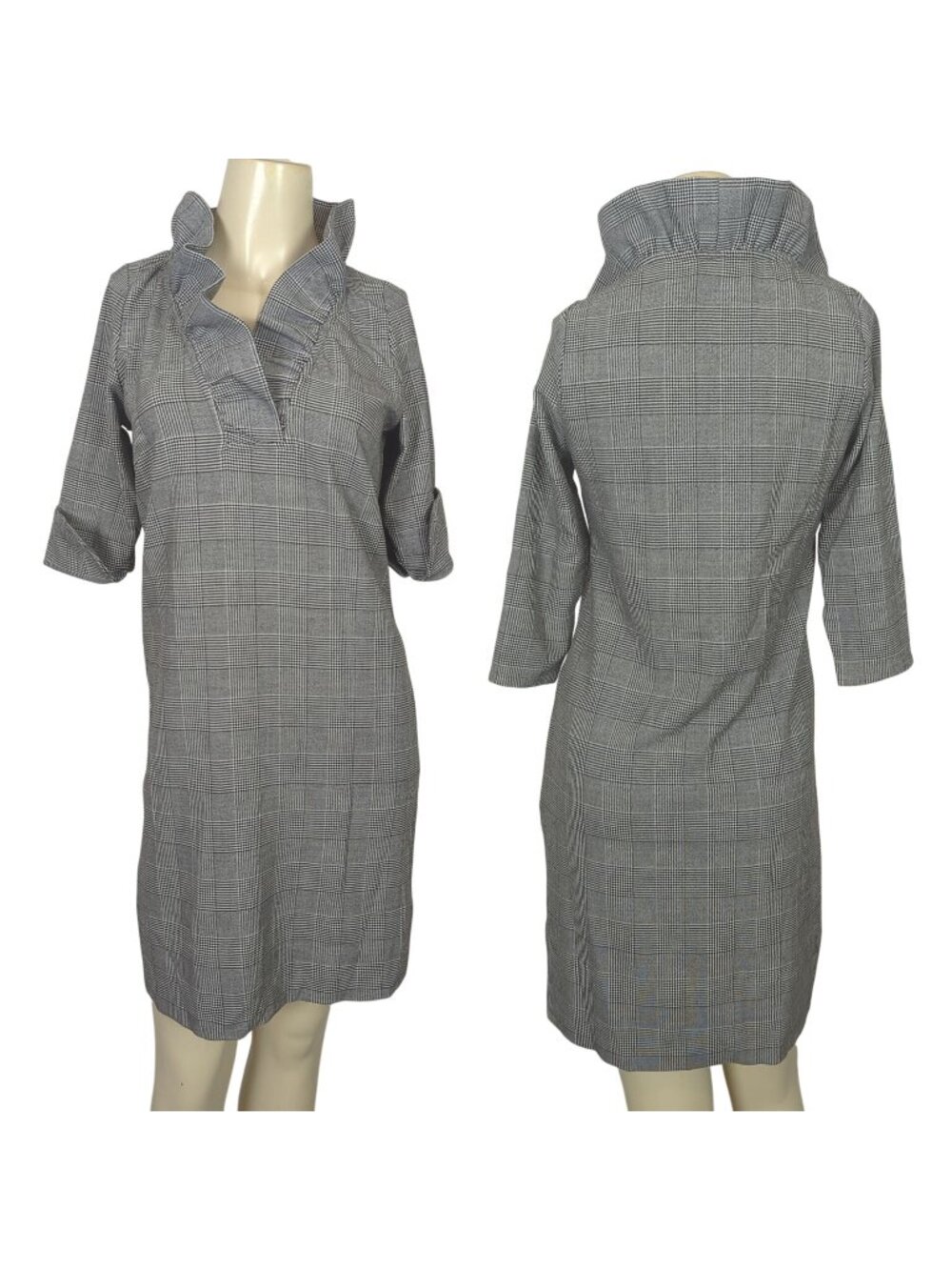 Gretchen Scott Dress black white size 0 / 2 Shrimp Wall Street Ruff Neck